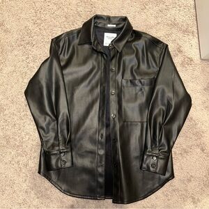NWOT Abercrombie & Fitch Faux Leather Button-Up Shirt